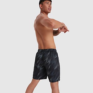 Short de bain Homme Sport Allover 45 cm bleu noir/gris