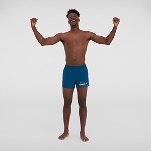 Herren Retro 13" Badeshorts Blau/Weiß
