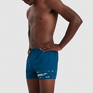Herren Retro 13" Badeshorts Blau/Weiß