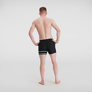 Herren Retro 13" Badeshorts Schwarz/Grün