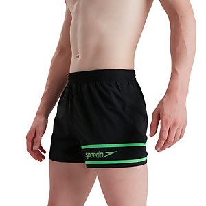 Herren Retro 13" Badeshorts Schwarz/Grün