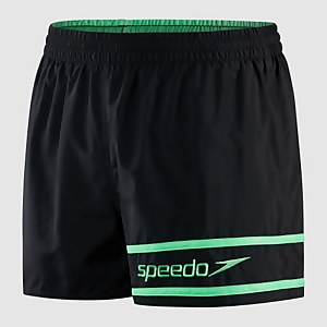 Herren Retro 13" Badeshorts Schwarz/Grün