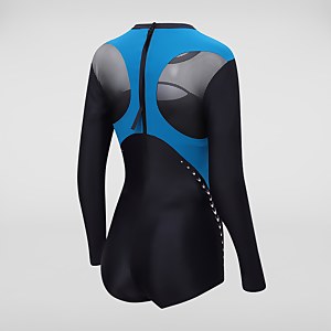Maillot de bain Femme shorty à manches longues noir/bleu
