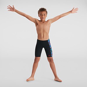 Jungen Digital Panel Schwimmhose Schwarz/Rot - 5-6