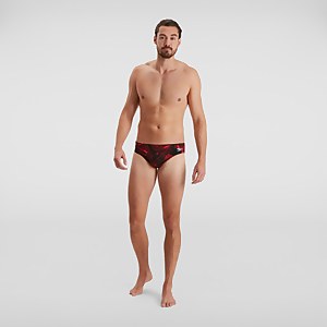 Slip de bain Homme Allover 7 cm noir/rouge