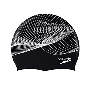 SPEEDO LONG HAIR PRINTED CAP AU BLACK/WHITE - ONE SIZE
