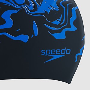 SPEEDO LONG HAIR PRINTED CAP AU BLACK/BLUE - ONE SIZE
