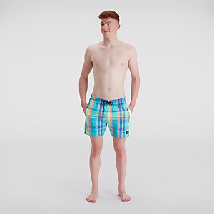 Men's Check Leisure 16" Swim Short Blue - XS