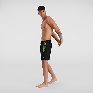 Herren Sport Printed 16" Badeshorts Schwarz/Grün