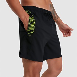 Herren Sport Printed 16" Badeshorts Schwarz/Grün