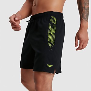 Herren Sport Printed 16" Badeshorts Schwarz/Grün