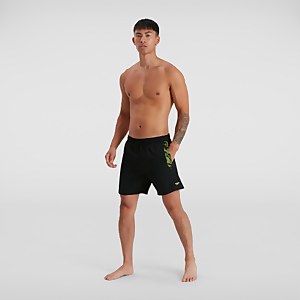 Herren Sport Printed 16" Badeshorts Schwarz/Grün