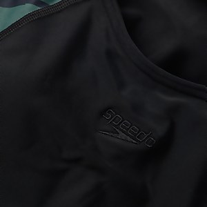 Damen Panel Laneback Badeanzug Schwarz/Grün