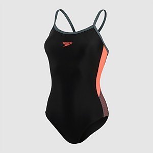 Maillot de bain Femme Dive bretelles fines Muscleback noir/gris