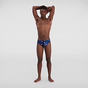 Herren Allover 5 cm Badehose Schwarz/Pink