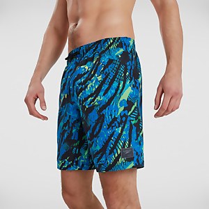 Herren Print Leisure 18" Badeshorts Schwarz/Blau