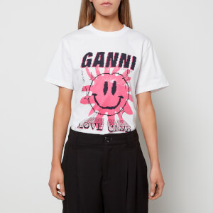 Ganni Women's Basic Cotton Jersey Smiley Face T-Shirt