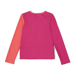 Girl's Long Sleeve Solid Blocked Logo Rashguard Purple