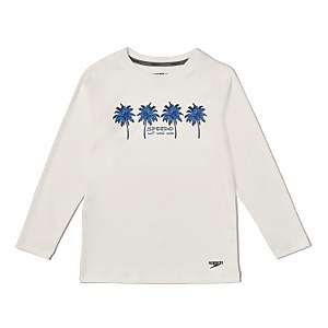 Long Sleeve Graphic Swim Shirt - White | Size XS