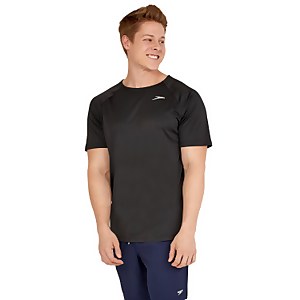 Men's Speedo Short Sleeve Training Swim Rashguard Black