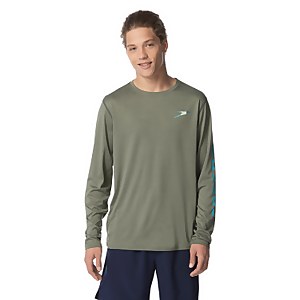 Speedo Graphic Long Sleeve Swim Rashguard - Dark Ivy - Size S - Dark Ivy | Size S