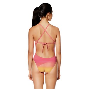 Women's Printed Tie Back One Piece Pink