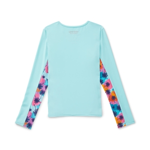 Maillot dermoprotecteur manches longues à motif imprimé pour filles, bleu