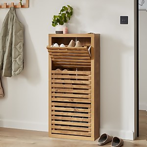 Erik Wooden Slatted Shoe Storage Cabinet Homebase