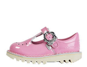 Infant Girls Kick Fleur T-Bar Leather Pink