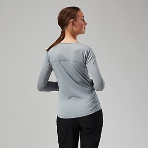 Women's Voyager Tech Tee Long Sleeve Crew - Grey/Light Grey