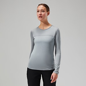 Women's Voyager Tech Tee Long Sleeve Crew - Grey/Light Grey