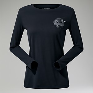 Women's Linear Landscape Long Sleeve Tee Black