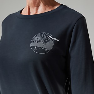 Women's Linear Landscape Long Sleeve Tee Black