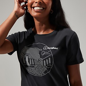 Women's Linear Landscape Super Stretch Tee Black
