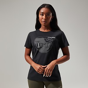 Women's Linear Landscape Super Stretch Tee Black