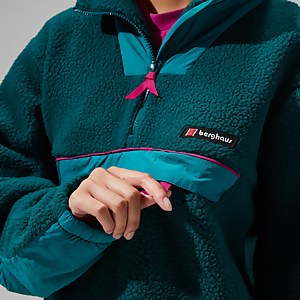 Unisex Oversized Fleece Half Zip Smock - Turquoise