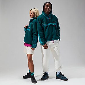 Unisex Oversized Fleece Half Zip Smock - Turquoise