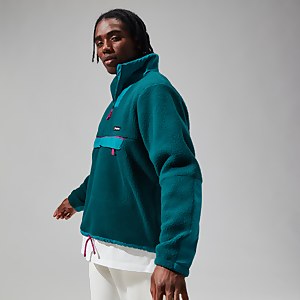 Unisex Oversized Fleece Half Zip Smock - Turquoise