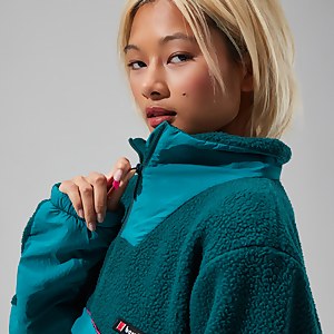 Unisex Oversized Fleece Half Zip Smock - Turquoise