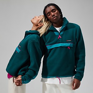 Unisex Oversized Fleece Half Zip Smock - Turquoise