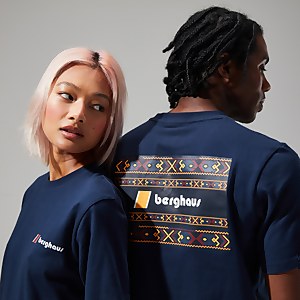 Unisex Aztec Block T Shirt Dark Blue - XS