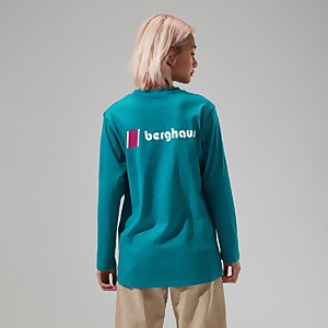 Unisex Organic Heritage Front & Back Logo Long Sleeve Tee - Turquoise