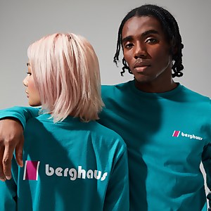 Unisex Organic Heritage Front & Back Logo Long Sleeve Tee - Turquoise