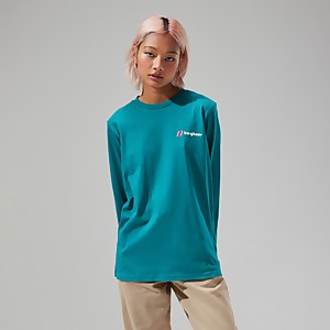 Unisex Organic Heritage Front & Back Logo Long Sleeve Tee - Turquoise