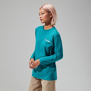 Unisex Organic Heritage Front & Back Logo Long Sleeve Tee - Turquoise