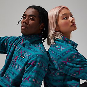 Unisex Prism Print Trango Fleece Half Zip - Turquoise / Pink