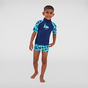 Kleinkind Jungen Sun Protection Top und Shorts in Blau - 9-12M