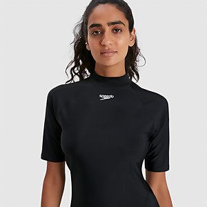 Women's Short Sleeved Sun Protection Top Black/White