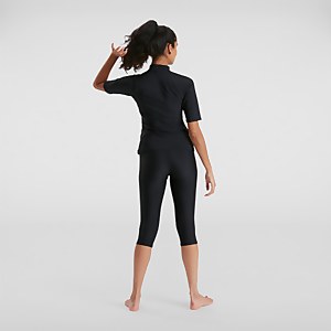 Women's Short Sleeved Sun Protection Top Black/White