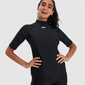 Women's Short Sleeved Sun Protection Top Black/White